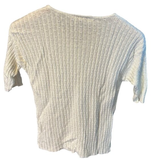 Carly Blake White V Neck Button-Down Knit Sweater Top - Picture 2 of 7